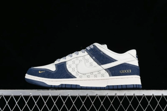 Nike SB Dunk Low Gucci Collaboration - Denim with Light Blue Swoosh Anniversary High-End Custom Low-Top Casual Sneakers - FC1688-141