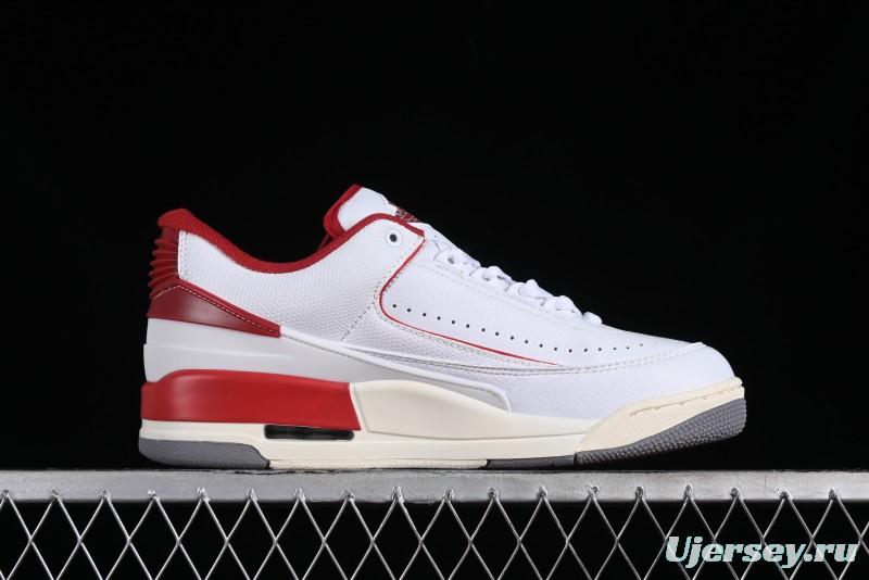 Nike Air Jordan 2/3 Retro Low Top Basketball Shoes in White/Red - FD0383-161