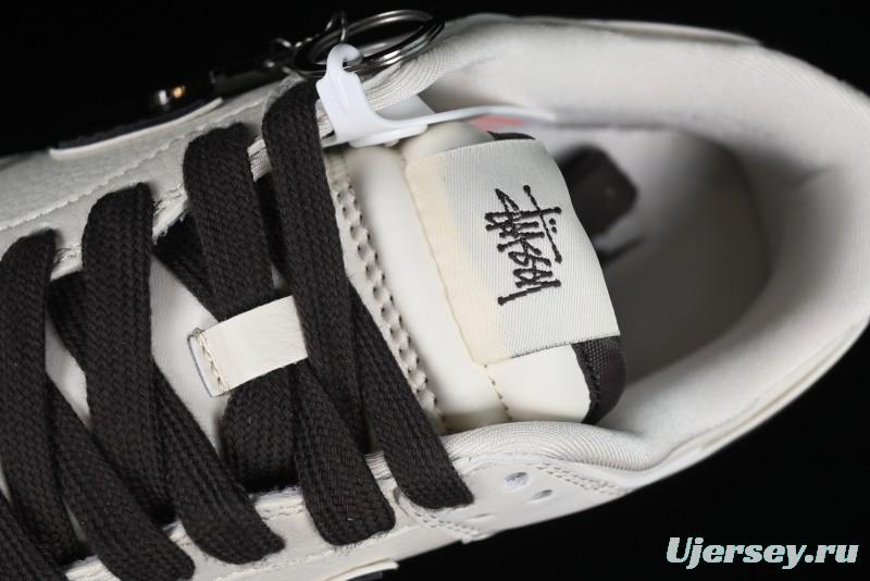 Stussy x Nike SB Dunk Low Anniversary Customized Casual Sneakers in Off-White Black Swoosh - DQ1098-378