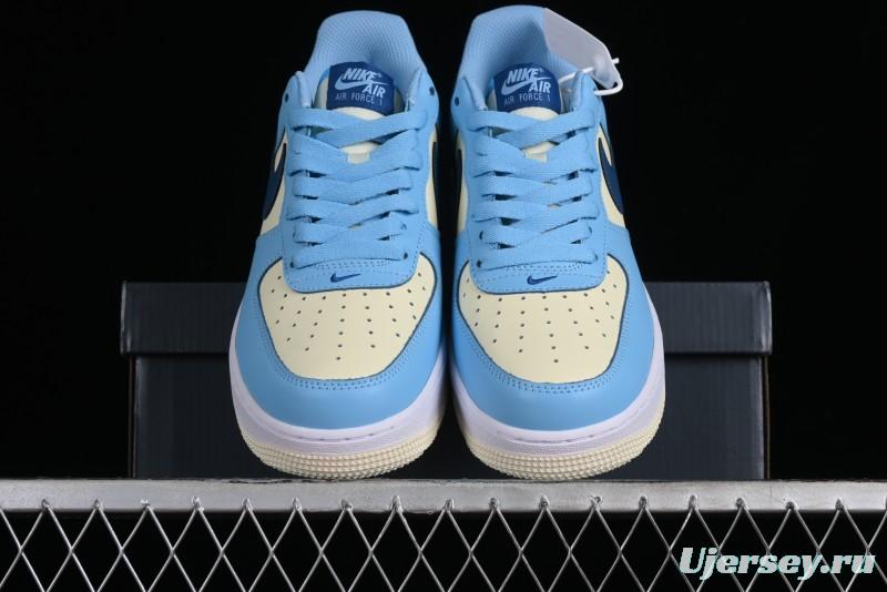 Nike Air Force 1 '07 Low White Blue Color Blocking Casual Sneakers - HF4837-407