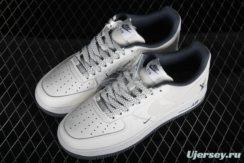 Nike Air Force 1 '07 Low LV Collaboration - Beige Grey Double Swoosh Low-Top Casual Sneakers - XZ6188-006