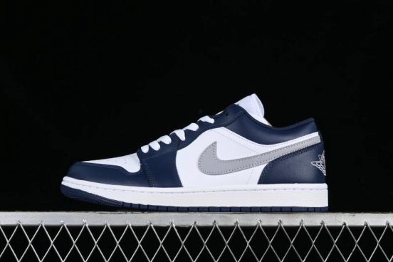 Nike Air Jordan 1 Low AJ1 White Blue Grey Low Top Lifestyle Basketball Shoes - 553558-141