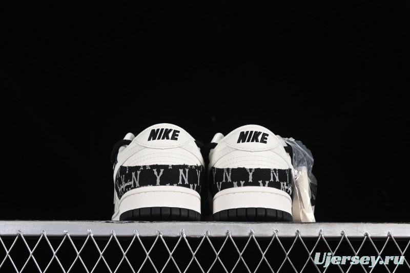 Nike SB Dunk Low MLB Strap Collaboration - Black Denim Print Anniversary Custom Low-Top Casual Sneakers - SJ2068-251