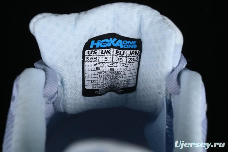 HOKA ONE ONE Clifton 9 Lightweight Knit Mesh Running Shoes with Enhanced Cushioning - 1127896 EHR