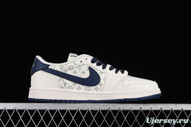 Nike Travis Scott x Fragment Design x Air Jordan 1 Low OG SP AJ1 LV Collaboration Light Blue Violent Bear Low-top Casual Sneakers - SJ2068-100