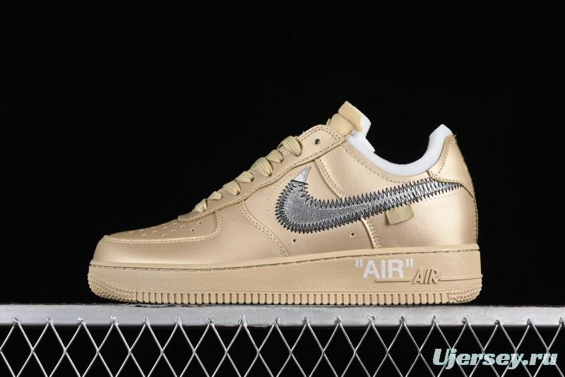Off-White x Nike Air Force 1 '07 Low "Metal Gold" Casual Sneakers - DX1419-900