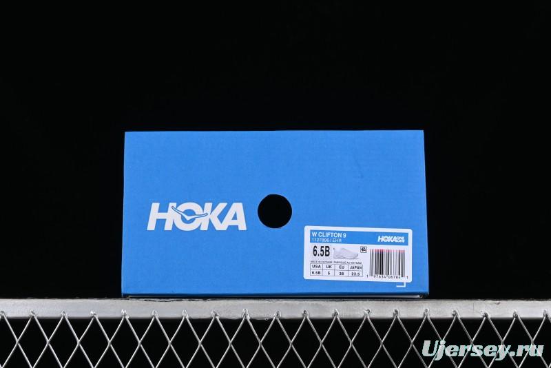 HOKA ONE ONE Clifton 9 Lightweight Knit Mesh Running Shoes with Enhanced Cushioning - 1127896 EHR