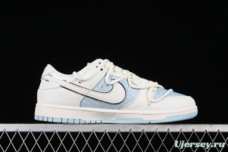 Nike SB Dunk Low Supreme Collaboration - Ice Blue Engraving Anniversary Customized Low-Top Casual Skate Shoes - JJ5688-107