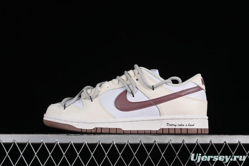 Nike Dunk Low Next Nature SB Lace-Up Low-Top Casual Sneakers in Cream Dark Brown - DD1873-103