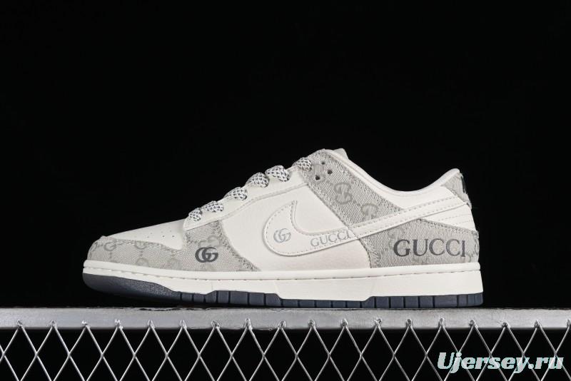 Nike SB Dunk Low Gucci Collaboration - Smoke Grey Anniversary Custom Low-Top Casual Sneakers - CF3688-003