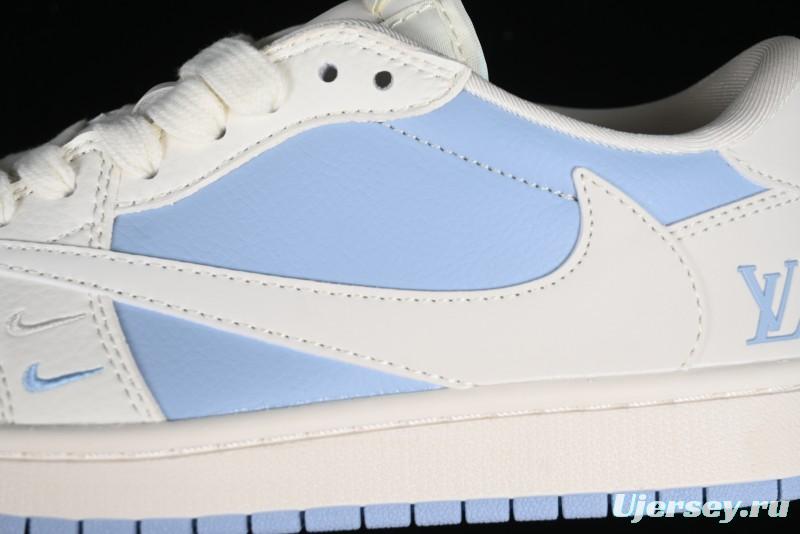 Nike Travis Scott x Fragment Design x Jordan Air Jordan 1 Low OG SP AJ1 LV Blue Double Hook Casual Sneakers - BB6588-103