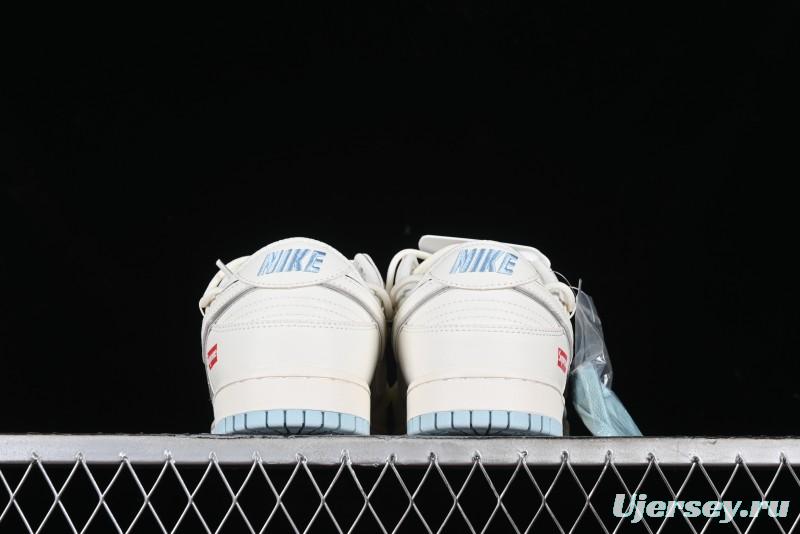 Nike SB Dunk Low Supreme Collaboration - Ice Blue Engraving Anniversary Customized Low-Top Casual Skate Shoes - JJ5688-107