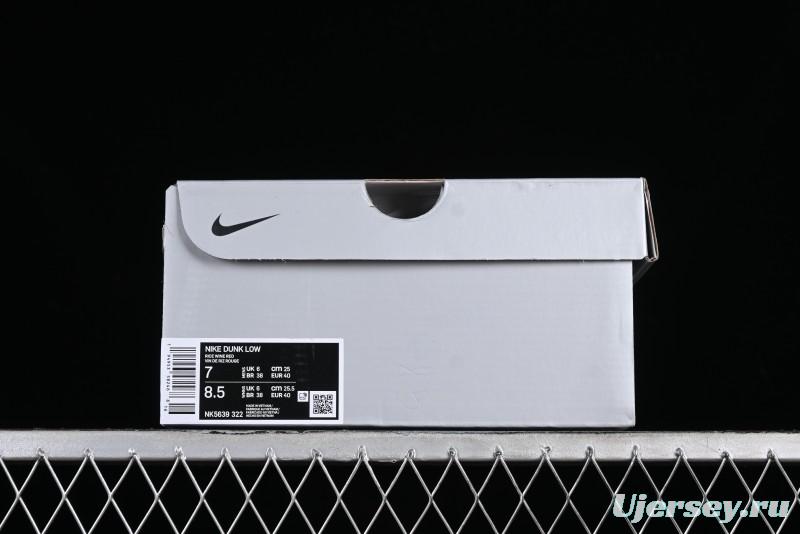 Nike SB Dunk Low Collaboration Three Swooshes Rice Wine Red Color Low-Top Casual Skateboarding Shoes - NK5639-322