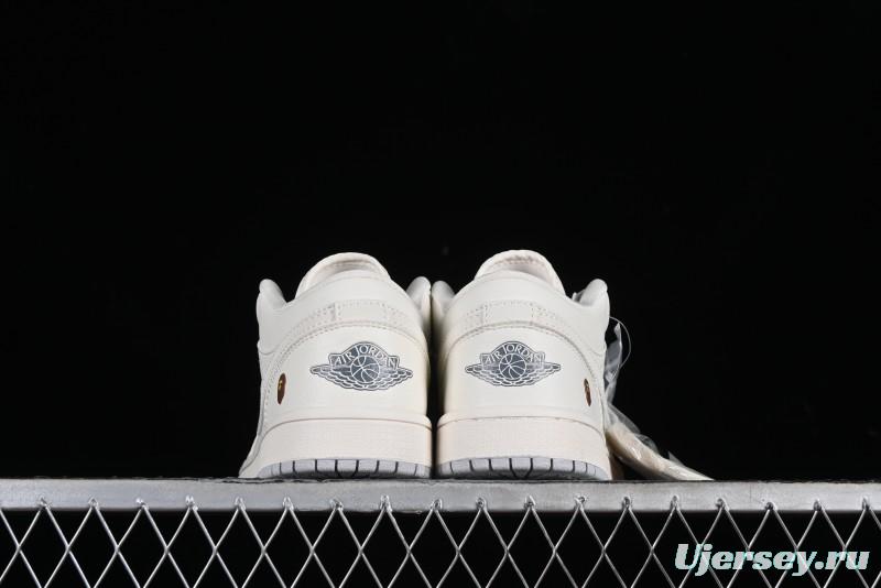 Nike Air Jordan 1 Low BAPE Collaboration - White Grey Basketball Shoes - WG8850-003