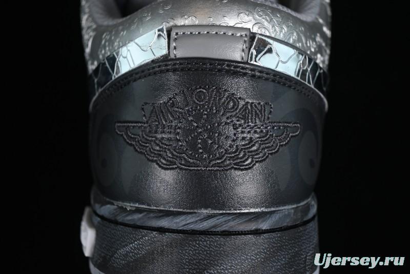 Nike Air Jordan 1 Low AJ1 Panda Prank Modern Gray Silver Black Low-top Casual Sneakers - 553560-053