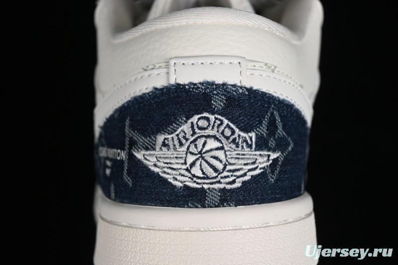 Nike Air Jordan 1 Low LV Collaboration - Light Blue Retro Casual Sneakers - SJ9950-003