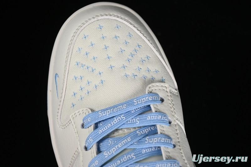 Nike SB Dunk Low Supreme Collaboration - Sky Blue Canvas Anniversary Custom Low-Top Casual Skate Shoes - BB6698-513