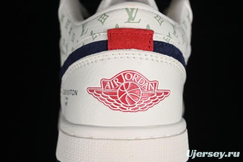 Nike Air Jordan 1 Low LV Collaboration Retro Casual Sneakers in Beige Orange - WG8850-001