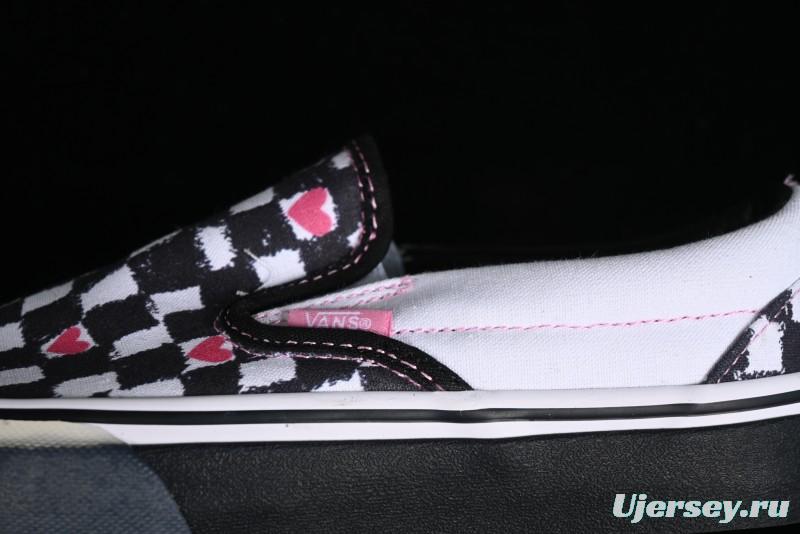 Vans Slip-On Classic Collaborative Hand-Painted Graffiti with Pink Accents and Crystal Outsole Checkerboard Slip-On - VN000CT5BPA