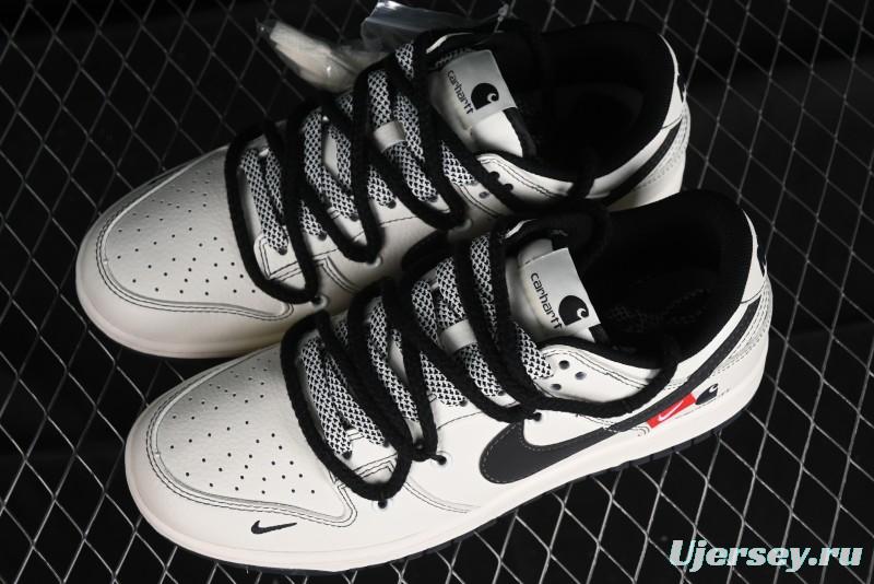 Nike SB Dunk Low Carhartt Collaboration - Strap Black Hook Anniversary High-End Custom Low-Top Casual Skate Shoes - SJ2068-265