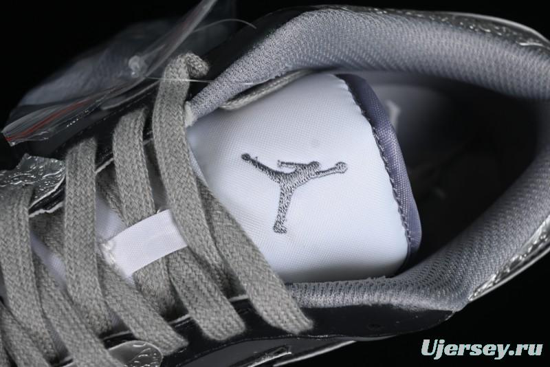 Nike Air Jordan 1 Low AJ1 Panda Prank Modern Gray Silver Black Low-top Casual Sneakers - 553560-053