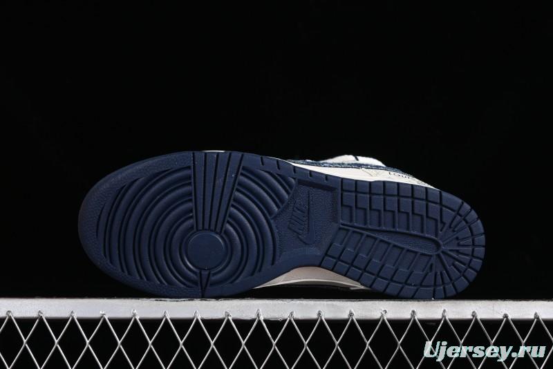 Nike SB Dunk Low LV Collaboration - Light Blue Check Print Anniversary High-End Custom Low-Top Casual Sneakers - SJ2068-249