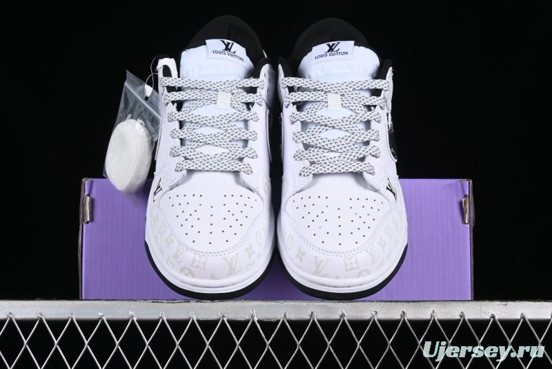 Nike SB Dunk Low LV Collaboration - Dark Night Elf High-End Custom Low-Top Casual Skate Shoes - DD1391-136