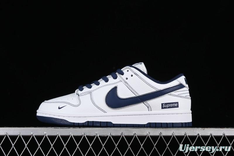 Nike Supreme x SB Dunk Low Collaboration - Navy Blue Anniversary High-End Custom Low-Top Casual Skate Shoes - DY1503-005