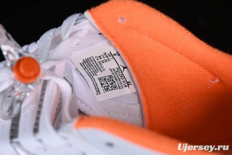 Nike Air Jordan 5 Retro Low AJ5 Sneakers in Football Grey with Vivid Orange and Pine Green Accents - FQ1293-018