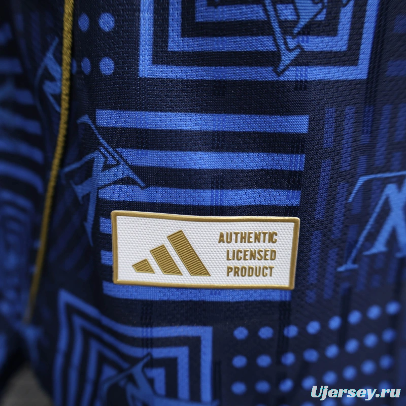 25/26 Player Version Real Madrid Blue Geometric Pattern Away Jersey