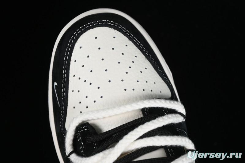 Stussy x Nike Dunk Low SB Sneakers in Beige Black Swoosh - SJ2068-252