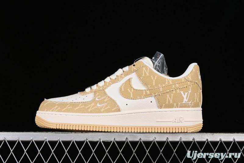 Nike Air Force 1 '07 Low LV Collaboration - Khaki Double Swoosh Low-Top Casual Sneakers - HD1968-027