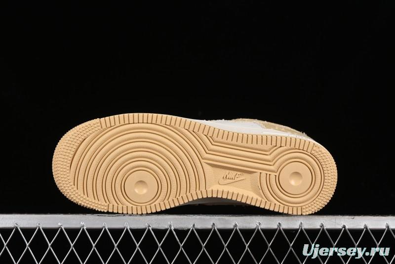 Nike Air Force 1 '07 Low LV Collaboration - Khaki Double Swoosh Low-Top Casual Sneakers - HD1968-027