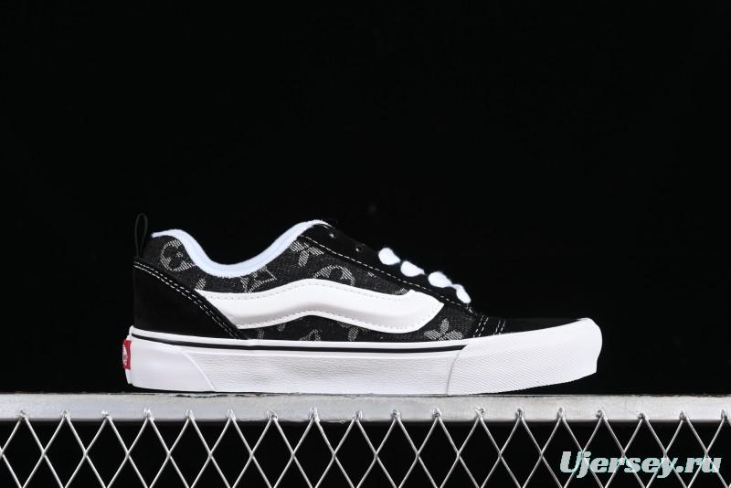 Vans Knu-Skool Premium Custom Denim Monogram Slip-On Shoes - VN0009QC6BT