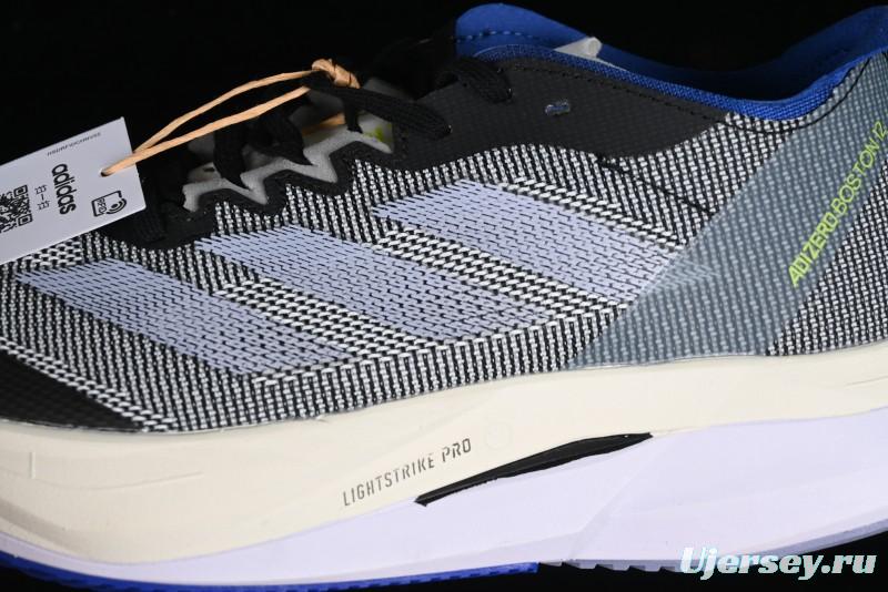 Adidas Adizero Boston 12 M Running Shoes Lightweight Breathable Low-Top with ENERGYROD Carbon Plate - IE8494