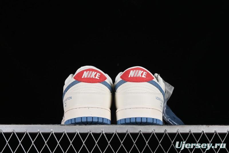 Nike SB Dunk Low LV Collaboration - Beige Blue Chanel Style Anniversary High-End Custom Low-Top Casual Sneakers - XX2025-323