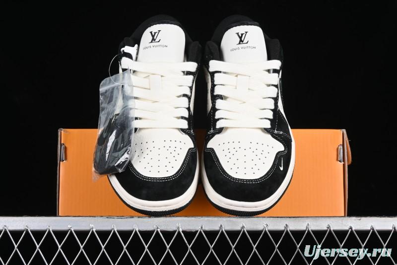 Nike Air Jordan 1 Low LV Collaboration - Black Warrior Custom High-End Basketball Shoes - SJ9950-007