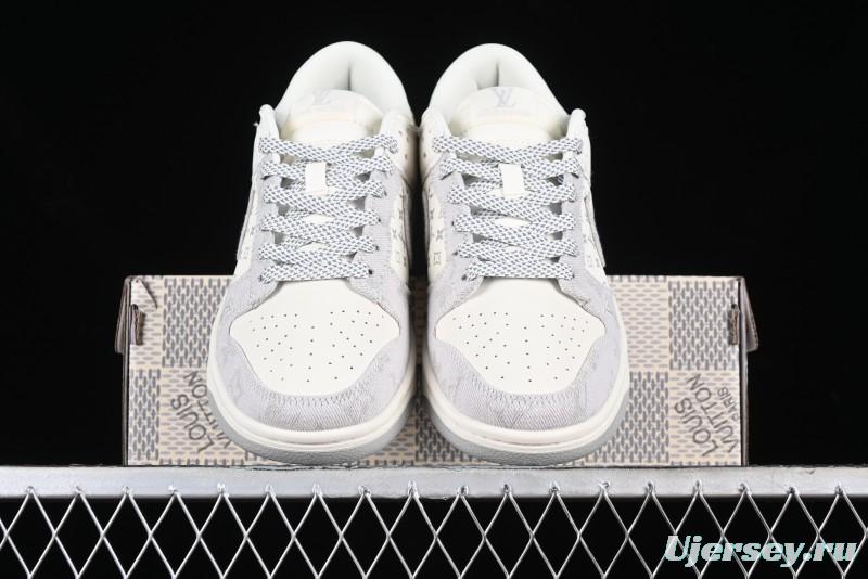 Nike SB Dunk Low LV Collaboration - Beige Denim Anniversary High-End Custom Low-Top Casual Skate Shoes - JH8310-947