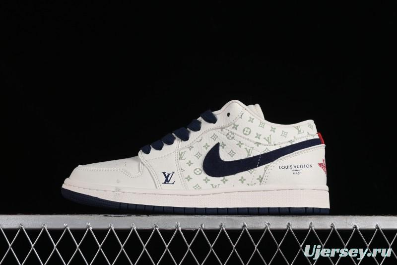 Nike Air Jordan 1 Low LV Collaboration Retro Casual Sneakers in Beige Orange - WG8850-001