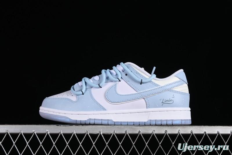 Nike Dunk Low SB Casual Sneakers in Light Blue with Sea Salt Lime Accents - FJ7743-194