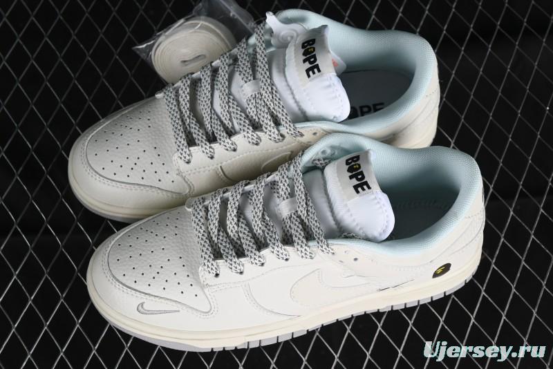 Nike SB Dunk Low "BAPE Collaboration - Arctic Fox" Anniversary High-End Custom Low-Top Casual Sneakers - XD6188-018