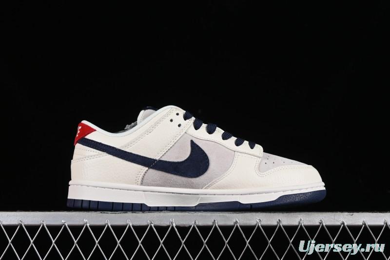 Nike SB Dunk Low LV Collaboration - Suede Navy Blue Anniversary High-End Custom Low-Top Casual Skate Shoes - FC1688-134