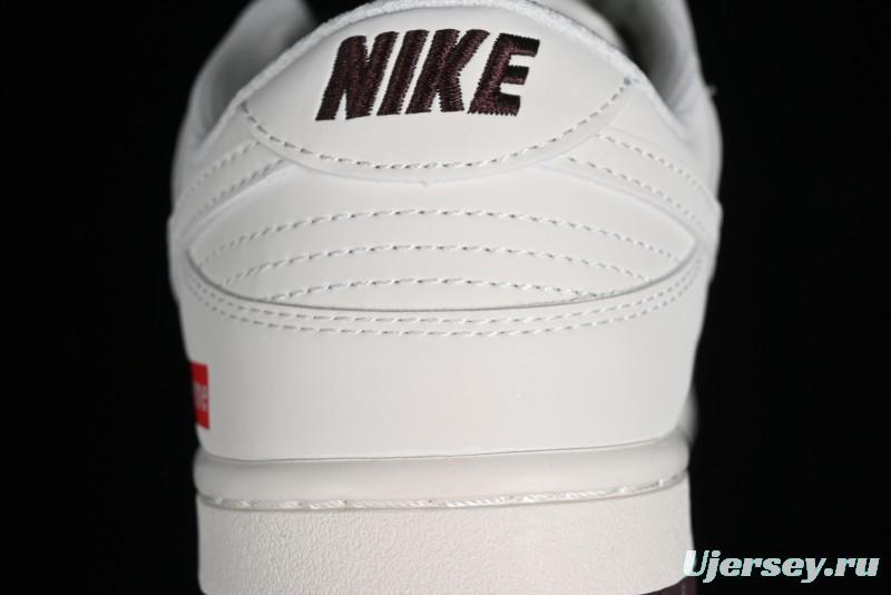 Nike SB Dunk Low Supreme Collaboration - White Brown Two-Tone Anniversary High-End Custom Low-Top Casual Sneakers - BB8657-106