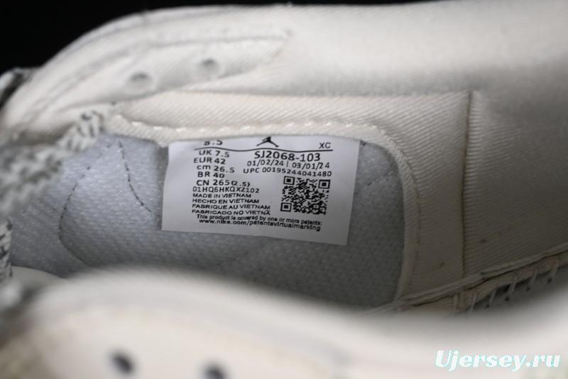 Nike Travis Scott x Fragment Design x Air Jordan 1 Low OG SP AJ1 LV Classic Black Gold Low-top Casual Sneakers - SJ2068-103