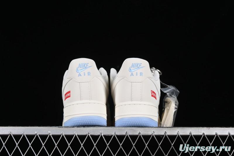 Nike Air Force 1 '07 Low Supreme Collaboration - White Blue Colorblock Low-Top Casual Sneakers BB9599-202