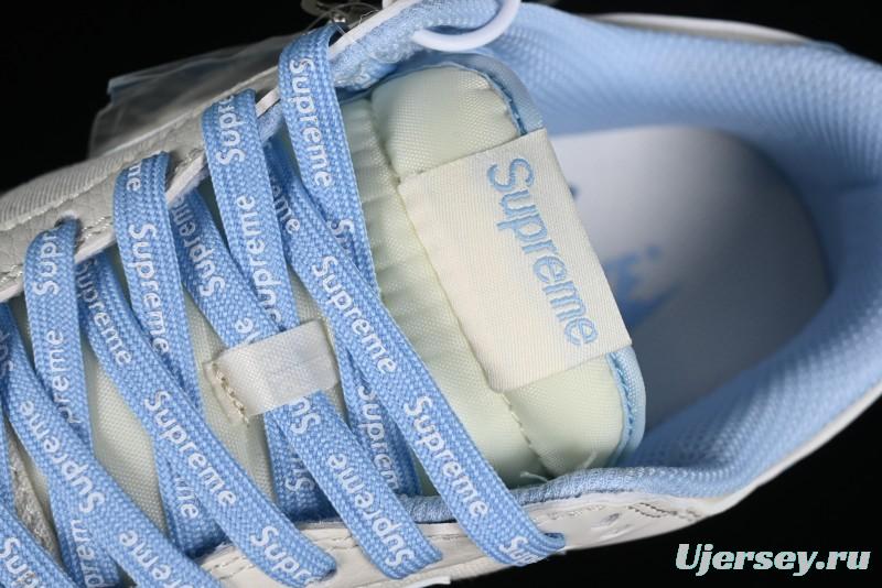 Nike SB Dunk Low Supreme Collaboration - Sky Blue Canvas Anniversary Custom Low-Top Casual Skate Shoes - BB6698-513
