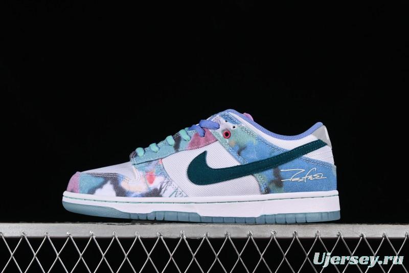 Nike Futura x Dunk Low Pro SB Skate Shoes with Tie-Dye Design - HF6061-400