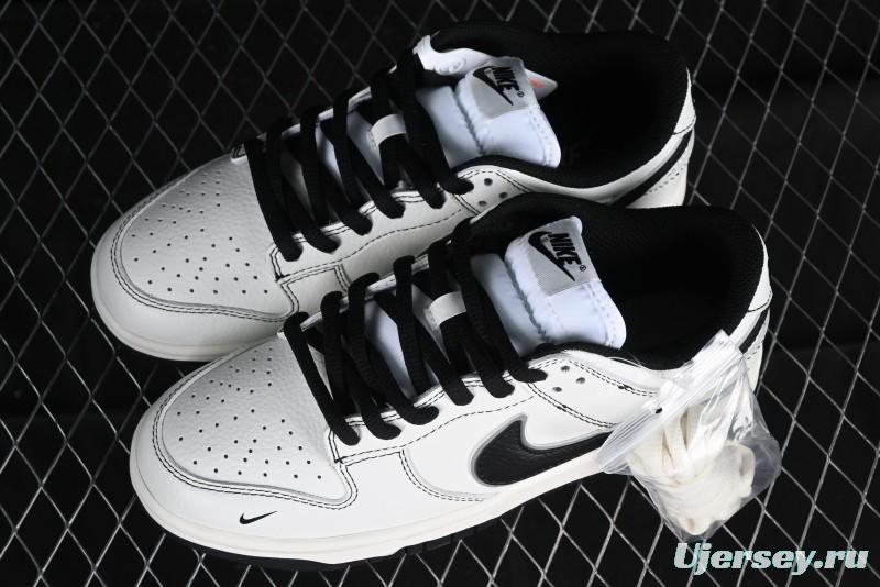 Nike Supreme x SB Dunk Low Casual Skate Shoes in Black and Beige - RM2308-237