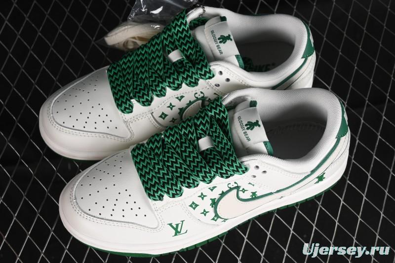 Nike SB Dunk Low LV Collaboration - Beige Green Glow in the Dark Violent Bear Anniversary High-End Custom Sneakers - SJ2068-241
