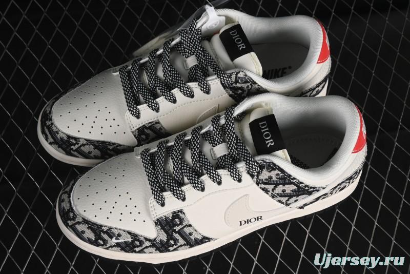 Nike SB Dunk Low Dior Collaboration - Black Grey Pattern Anniversary High-End Custom Low-Top Casual Sneakers - XY1688-010